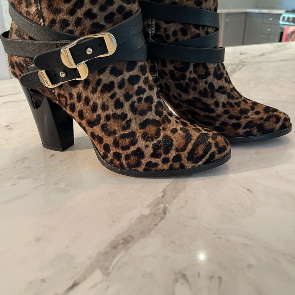 JIMMY CHOO Boots Ponyhair Animal Print Womens Size 40 /Us7.5-8 - Picture 8 of 10